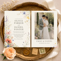 Farbige Wiesen-Wildblumen-Foto-Boho-Hochzeit