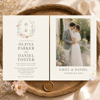 Farbige Wiesen-Wildblumen-Monogramm-Foto-Hochzeit