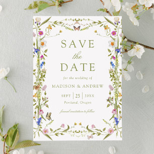 Farbige Wiesenhochzeit Save The Date