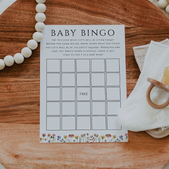 Farbige Wildblume Baby Shower Baby Bingo Card Einladung (Von Creator hochgeladen)