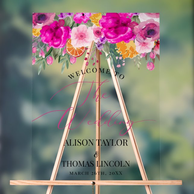 Farbige Wildblume Begrüßungszeichen Acryl Acrylschild (Neutral)