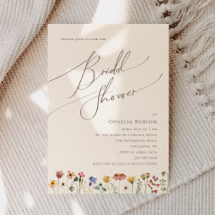 Farbige Wildblume Beige Brautparty-Einladung Einladung
