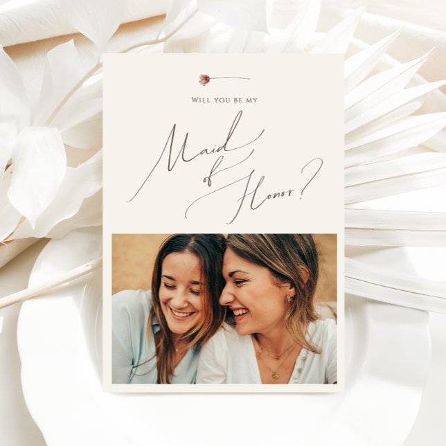 Farbige Wildblume Beige Foto Trauzeugin Card Einladung (Von Creator hochgeladen)