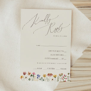 Farbige Wildblume Beige Menüauswahl RSVP-Karte RSVP Karte