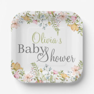 Farbige Wildblume Bloral Baby Dusche Pappteller