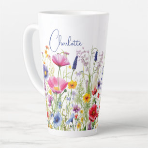 Farbige Wildblume Blumenbezeichnungen Personalisie Milchtasse
