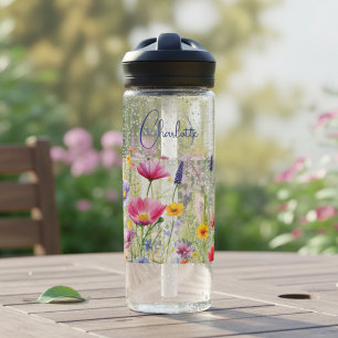 Farbige Wildblume Blumenbezeichnungen Personalisie Trinkflasche