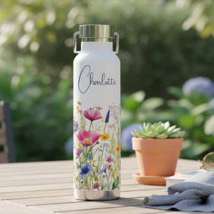 Farbige Wildblume Blumenbezeichnungen Personalisie Trinkflasche
