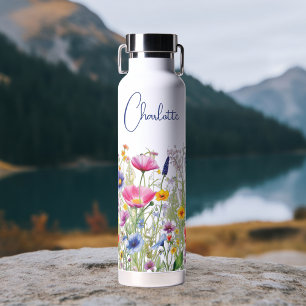 Farbige Wildblume Blumenbezeichnungen Personalisie Trinkflasche