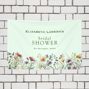 Farbige Wildblume Blumenkohl Brautparty Banner