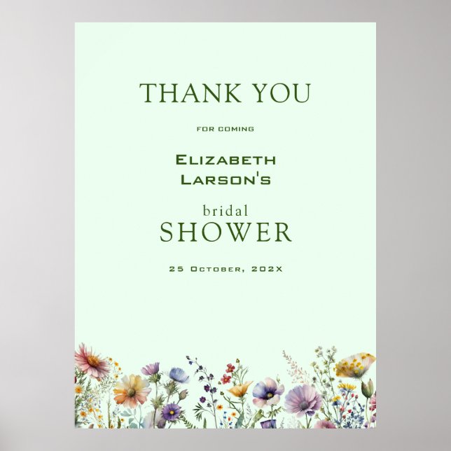 Farbige Wildblume Blumenkohl Brautparty Poster (Vorne)