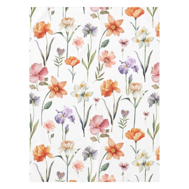 Farbige Wildblume Blumenmuster Tischdecke (Vorderseite)