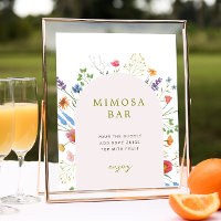 Farbige Wildblume Brautparty Mimosa Bar Unterschri