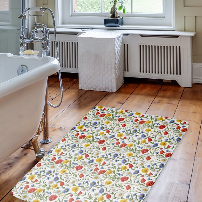 Farbige Wildblume der Blumen Hübsch Moderne Gemust Badematte (A bath mat with a colorful pattern of wildflowers)
