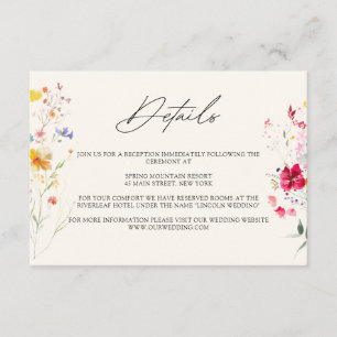 Farbige Wildblume Details zur Schwarzen Hochzeit Begleitkarte