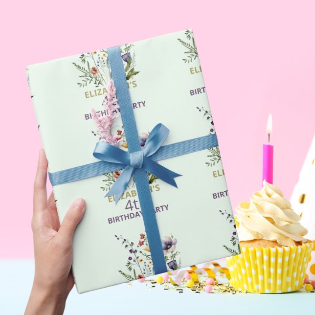 Farbige Wildblume Floral Wasserfarbe Geburtstag Geschenkpapier (Von Creator hochgeladen)