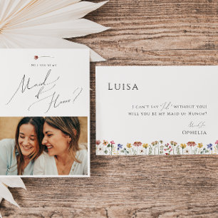 Farbige Wildblume Foto Maid of Honor Karte