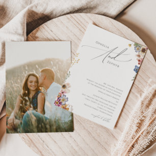 Farbige Wildblume Foto Traditionelle Hochzeit Einladung