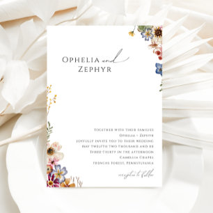 Farbige Wildblume Gartenhochzeit Einladung
