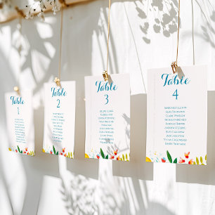 Farbige Wildblume Hochzeitstisch-Sitzkarte