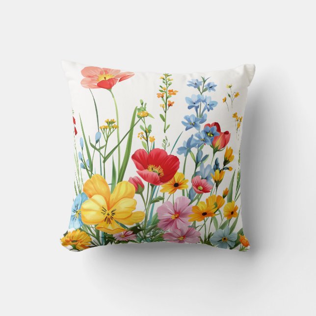 Farbige Wildblume Kissen (Vorderseite)
