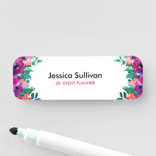 Farbige Wildblume Klassischer Name Namensschild