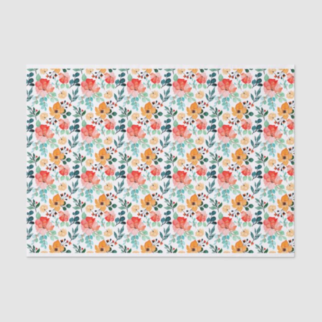Farbige Wildblume Mixed Floral Muster Seidenpapier (Vorderseite)