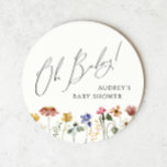 Farbige Wildblume Oh Baby Runder Pappuntersetzer<br><div class="desc">Dieser farbenfrohe Wildblume oh Baby Rundpapier Untersetzer ist perfekt für Ihre einfache, skurrile, bohelle Regenbogensommerdusche. Die hellen, zauberhaften Rosa-, Gelb-, Orange- und Goldfloralen verleihen diesem Produkt das Gefühl eines minimalistischen, eleganten und Vintagen Hippie-Frühlinggartens. Das moderne Design ist künstlerisch und zart und zeigt eine klassische erdige Wiese in Aquarell. Egal, für...</div>