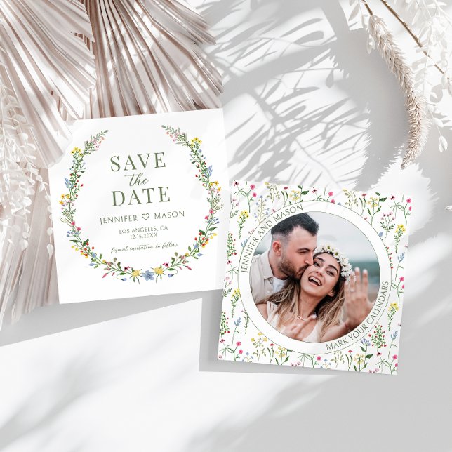 Farbige Wildblume Save the Date Foto Einladung (Von Creator hochgeladen)