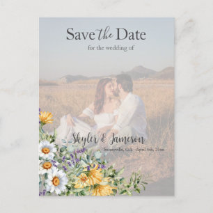 Farbige Wildblume Save the Date Foto Postkarte