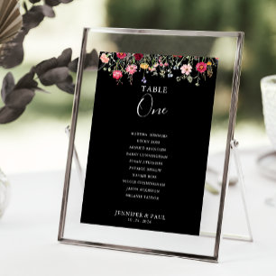 Farbige Wildblume Tischnummer 1 Sitzplan