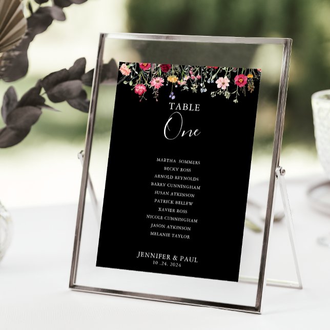 Farbige Wildblume Tischnummer 1 Sitzplan (Von Creator hochgeladen)