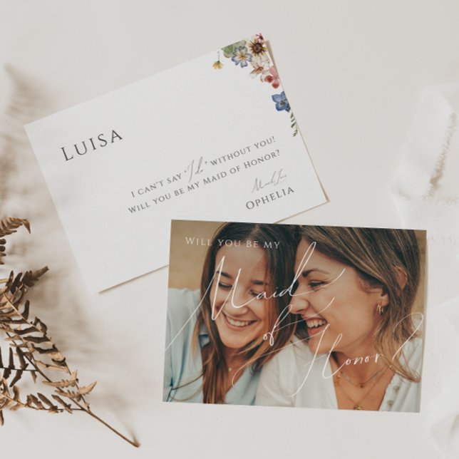 Farbige Wildblume Verblasste Trauzeugin des Fotos Einladung (Von Creator hochgeladen)