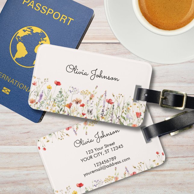 Farbige Wildblume Wasserfarben Sommer Blumen Gepäckanhänger (In situ)