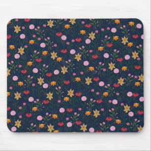 Farbige Wildblume Watercolor Blaues Design Mousepad