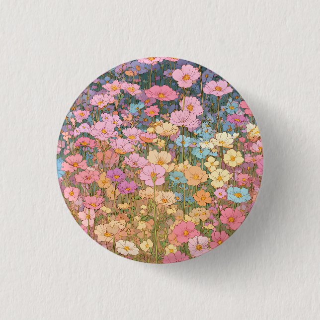 Farbige Wildblumen 1 Button (Vorderseite)