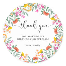 Farbige Wildblumen 1. Geburtstag Party Vielen Dank