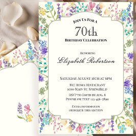 Farbige Wildblumen 70. Geburtstagsfeier Einladung