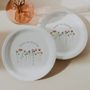 Farbige Wildblumen-Baby-In-Blüte-Baby-Party Pappteller