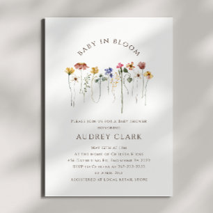 Farbige Wildblumen-Baby-in-Blüte-Baby-Shower Einladung