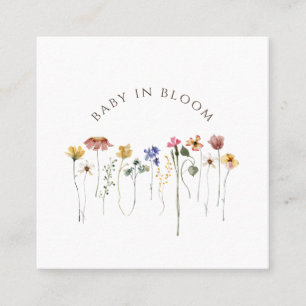 Farbige Wildblumen-Baby-Thank-you-Karte in Blüte Quadratische Visitenkarte