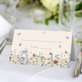 Farbige Wildblumen-Beige-Wiese Platzkarte