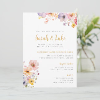 Farbige Wildblumen-Blumen-Hochzeitseinladung Einladung