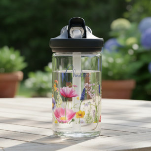 Farbige Wildblumen-Blumen-Personalisierter Name Trinkflasche