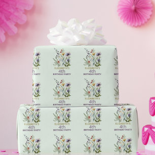 Farbige Wildblumen-Blumen-Wasserfarben-Geburtstag Geschenkpapier