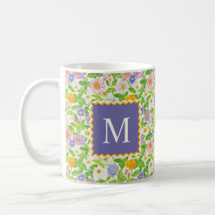 Farbige Wildblumen Blumenmuster Monogramm Kaffeetasse