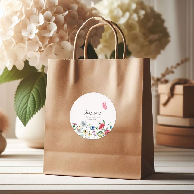 Farbige Wildblumen Brautparty Runder Aufkleber (Von Creator hochgeladen)