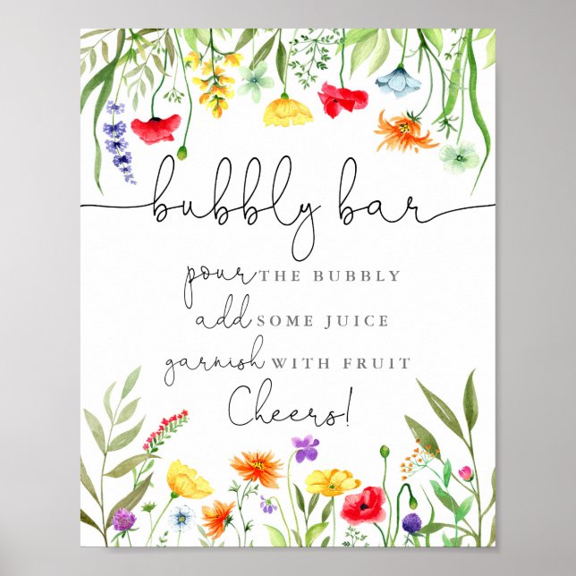 Farbige Wildblumen Bubbly-Bar Poster (Vorne)