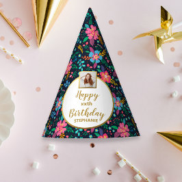 Farbige Wildblumen Custom Foto Happy Birthday Partyhütchen