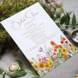 Farbige Wildblumen-Display-Brautjunggesellinnen-Pa Einladung